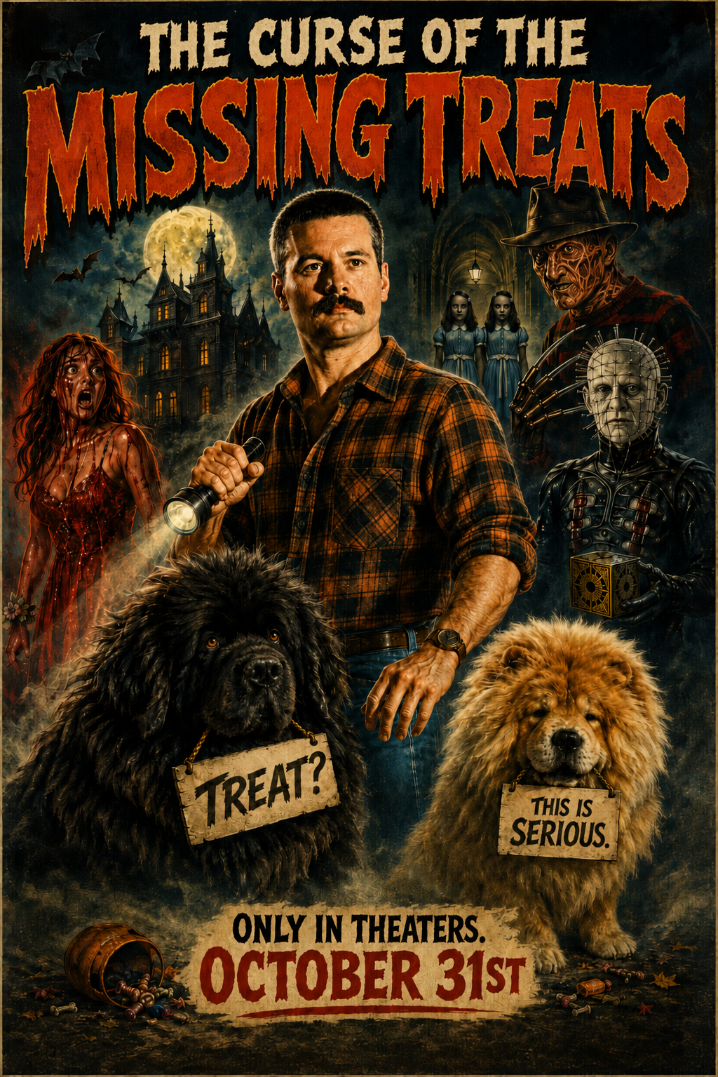Movie poster for The Curse of the Missing Treats, starring Bungle, Chico and Ian D